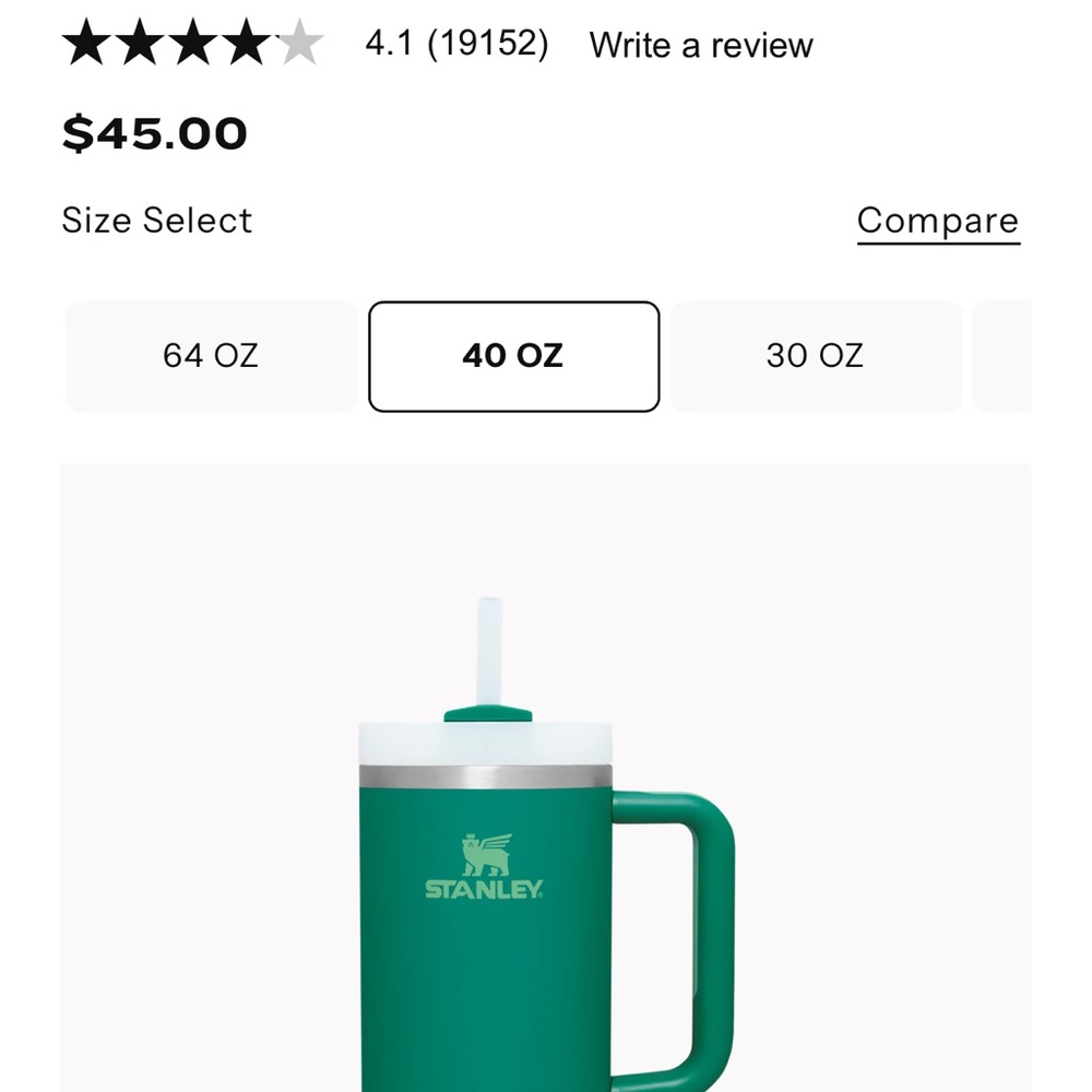 Stanley Teal Tumbler with Handle and Straw